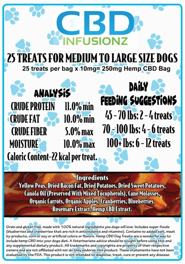 Infusionz - Bacon Dog/Pet Treats - 10mg Med/Lrg Treats/250mg Broad Spectrum BSO - Image 2