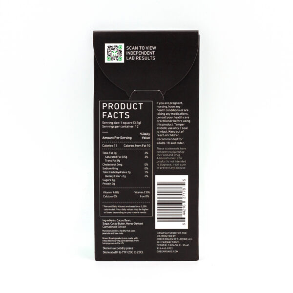 Green Roads - *Clearance Seasonal Gift* CBD Artisanal Dark Chocolate Bar - 180mg - Image 4