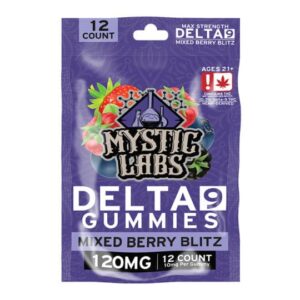 Mystic Labs - *New Brand* 120mg Delta-9 THC Mixed Berry Blitz Gummies w/10mg D9 PP - 12ct Travel Bag