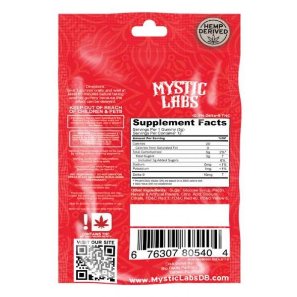 Mystic Labs - *New Product* 120mg Delta-9 THC Goji Berry Rush Gummies w/10mg D9 PP - 12ct Travel Bag - Image 2