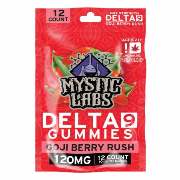 Mystic Labs - *New Product* 120mg Delta-9 THC Goji Berry Rush Gummies w/10mg D9 PP - 12ct Travel Bag